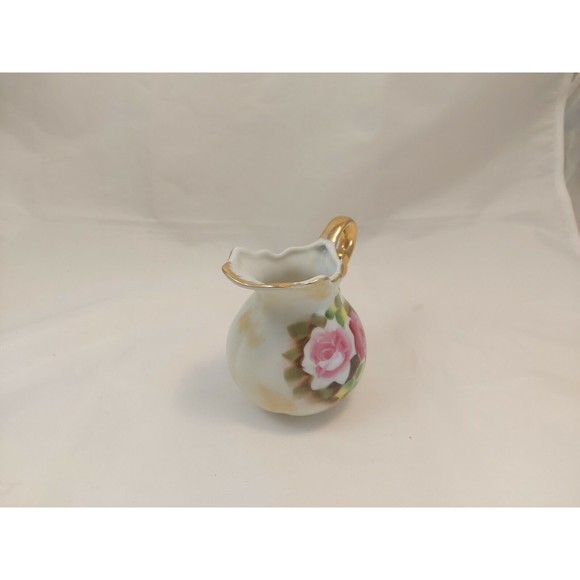 Vintage Brinns Pitsburg Hand Painted 4" Floral Pitcher Japan #T-2008 Gilded - Picture 2 of 8